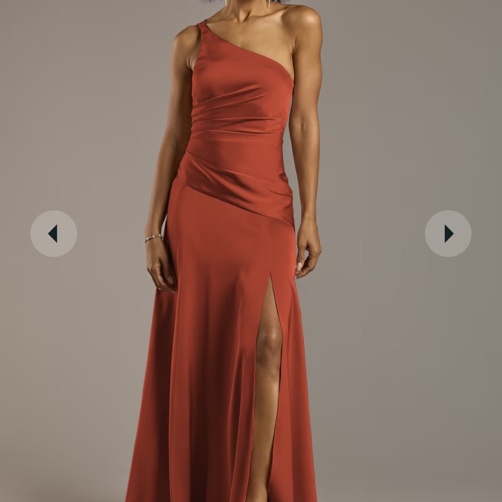 Cinnamon Asymmetrical One Shoulder with drop waist Gown